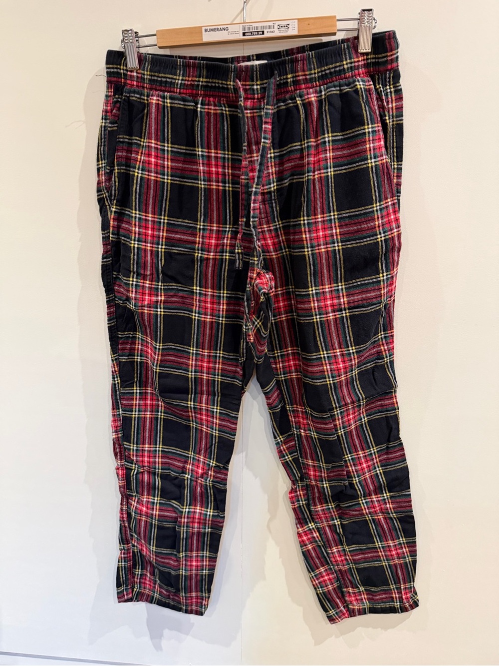 J. Crew Men's Red and Black Plaid flannel Pants